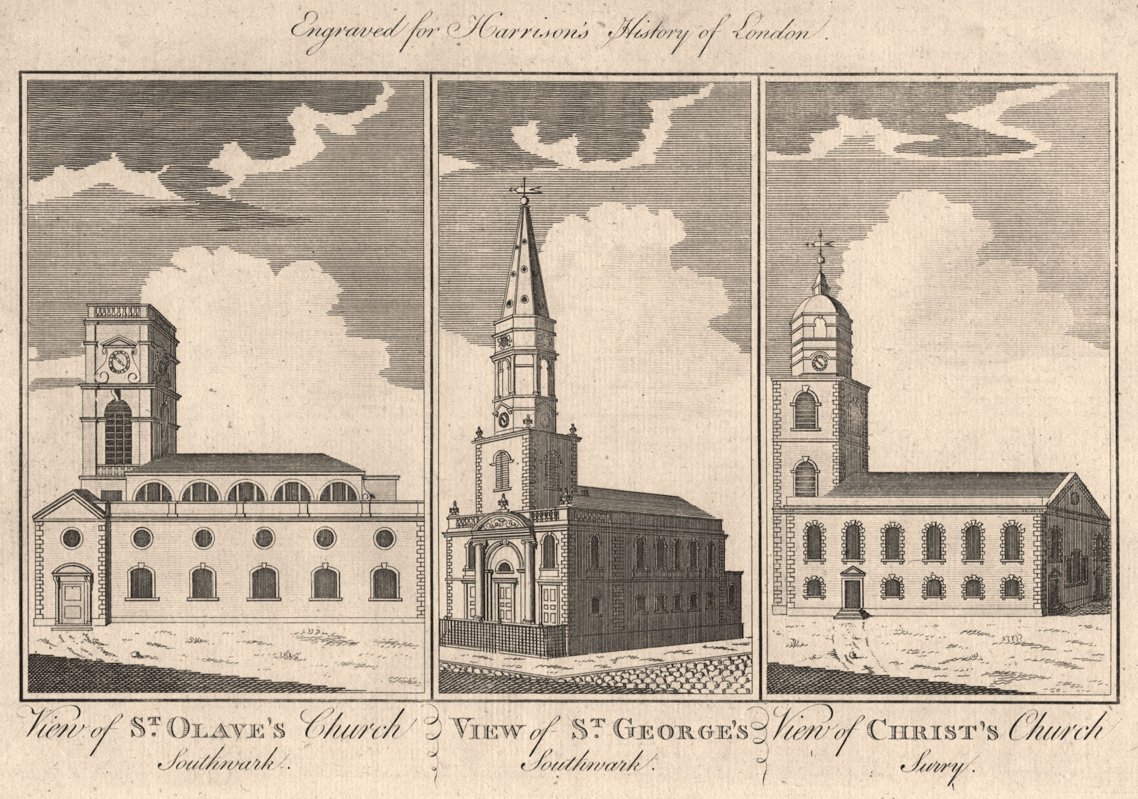 SOUTHWARK CHURCHES St Olave, Tooley St. St George-the-Martyr. Christ Church 1776